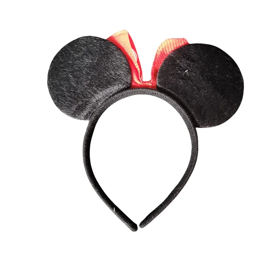 Minnie Mouse Ears Headband Red White PolkaDot Bow Disney Costume Accessory Black
